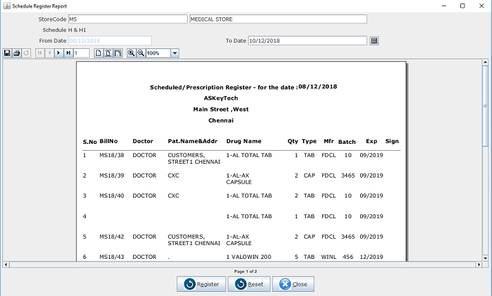Schedule Register