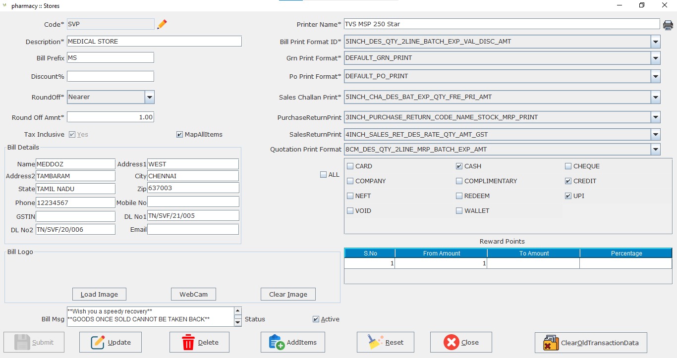 Meddoz Pharmacy Software Stores Master Setup